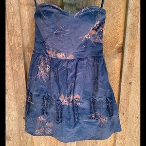 Kimchi Blue Navy Abstract Floral Strapless Dress - image 1